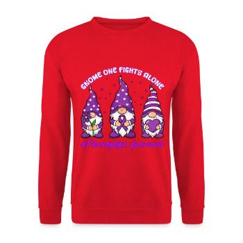 Fibromyalgia Awareness Gnome Fibro Ribbon - Unisex Sweatshirt - red - Front - Alina (178cm) & Michal (187cm)