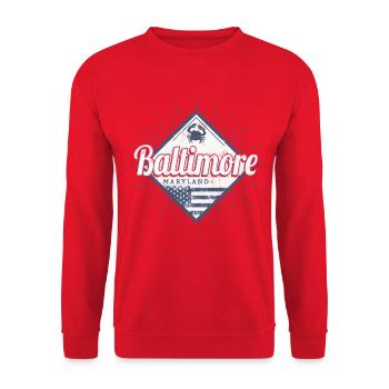 Baltimore dans le Maryland Souvenir des États-Unis - Sweat-shirt Unisexe - rouge - Devant - Alina (178cm) & Michal (187cm)