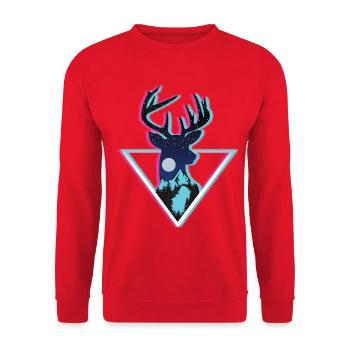 Kunst des Kosmischen Hirschberg-Neondreiecks - Unisex Pullover - Rot - Vorne - Alina (178cm) & Michal (187cm)