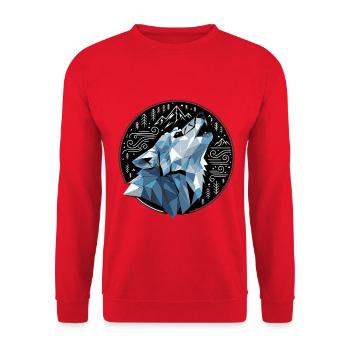 Wolf Geometric Mountains Nature - Unisex Sweatshirt - red - Front - Alina (178cm) & Michal (187cm)