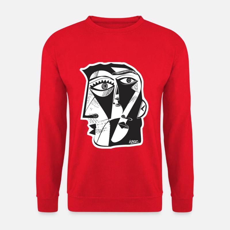 Trait de face cubiste - Sweat-shirt Unisexe - rouge