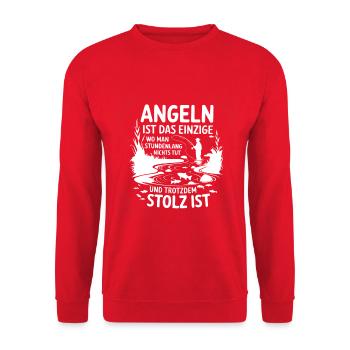 Angeln ist der Stolz am Wasser - Unisex Pullover - Rot - Vorne - Alina (178cm) & Michal (187cm)