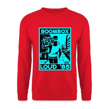 Boombox Laut 85 Neon Retro - Unisex Pullover - Rot - Vorne - Alina (178cm) & Michal (187cm)