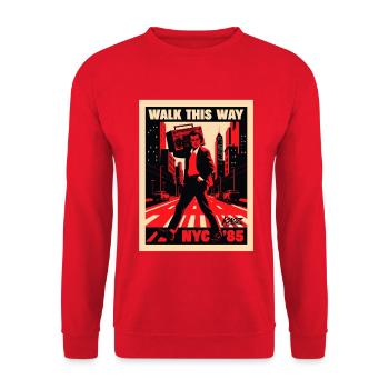NyC 85 Retro Boombox Walk - Unisex Pullover - Rot - Vorne - Alina (178cm) & Michal (187cm)