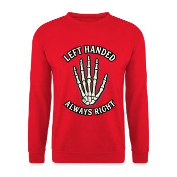 Left Handed Always Right Skelett Hand - Unisex Pullover - Rot - Vorne - Alina (178cm) & Michal (187cm)
