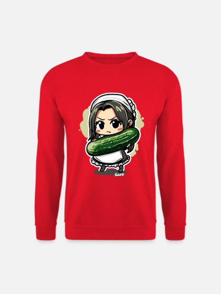 Cucumber Wielding Maid Charm - Unisex Sweatshirt - red