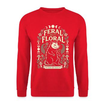 Design d’opossum sauvage mais floral - Sweat-shirt Unisexe - rouge - Devant - Alina (178cm) & Michal (187cm)