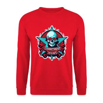 Commitment Issues Skull Badge - Unisex Sweatshirt - red - Front - Alina (178cm) & Michal (187cm)