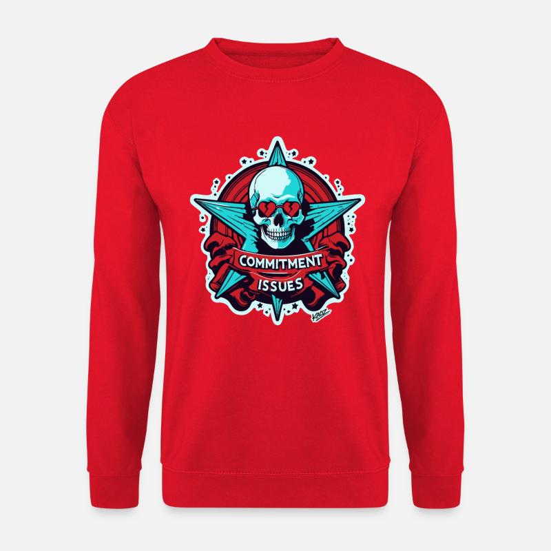 Commitment Issues Skull Badge - Unisex Sweatshirt - red