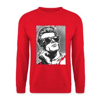 Retro Hero in Sunglasses - Unisex Sweatshirt - red - Front - Alina (178cm) & Michal (187cm)