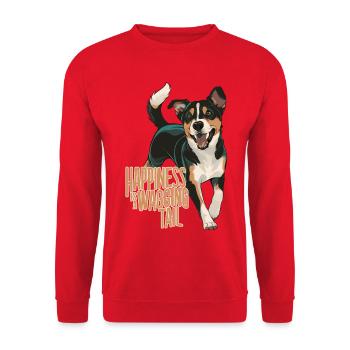 Glück ist ein Wedelschwanz-Hund-Design - Unisex Pullover - Rot - Vorne - Alina (178cm) & Michal (187cm)