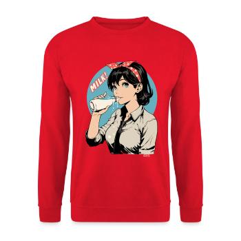 Milk Pop Art Portrait - Unisex Sweatshirt - red - Front - Alina (178cm) & Michal (187cm)