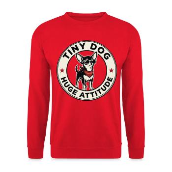 Kleiner Hund Riesige Attitüde Lustiges Chihuahua-Design - Unisex Pullover - Rot - Vorne - Alina (178cm) & Michal (187cm)