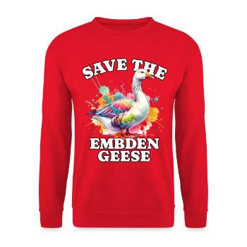 Emdengans Save Embden Goose - Unisex Pullover - Rot - Vorne - Alina (178cm) & Michal (187cm)