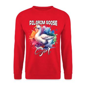 Pilgrim Goose Girl Pilgrim Goose - Unisex Sweatshirt - red - Front - Alina (178cm) & Michal (187cm)
