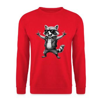 Heavy Metal Rocker Hard Rock Musik Fan waschbär - Unisex Pullover - Rot - Vorne - Alina (178cm) & Michal (187cm)