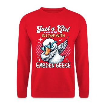 Emdengans Mädchen Embden Goose - Unisex Pullover - Rot - Vorne - Alina (178cm) & Michal (187cm)