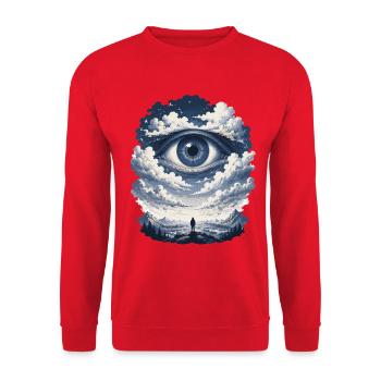 La vue du jour dans l’œil du nuage - Sweat-shirt Unisexe - rouge - Devant - Alina (178cm) & Michal (187cm)