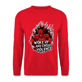 Demon Fury Wake Up and Choose Violence - Unisex Sweatshirt - red - Front - Alina (178cm) & Michal (187cm)