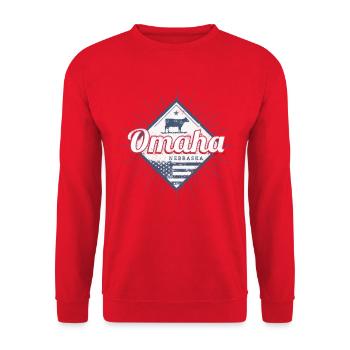 Omaha Stadt Nebraska Vereinigte Staaten Souvenir - Unisex Pullover - Rot - Vorne - Alina (178cm) & Michal (187cm)