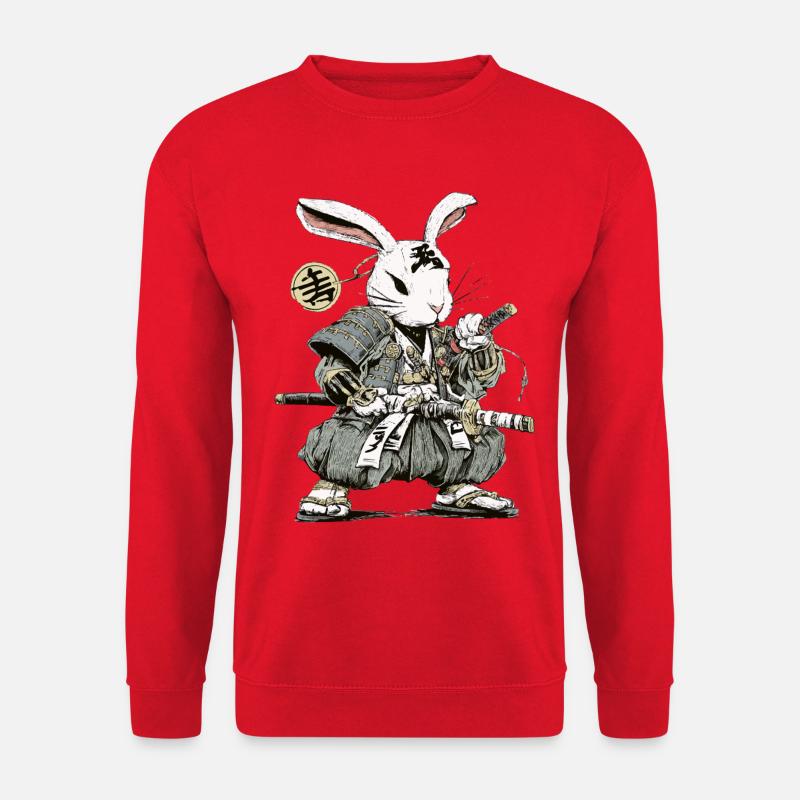 Rabbit Samurai Warrior with Katana - Unisex Sweatshirt - red