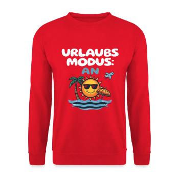 Urlaubsmodus An Strand Sonne Meer Reise Idee - Unisex Pullover - Rot - Vorne - Alina (178cm) & Michal (187cm)
