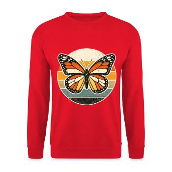 Butterfly Retro Sunset - Unisex Pullover - Rot - Vorne - Alina (178cm) & Michal (187cm)