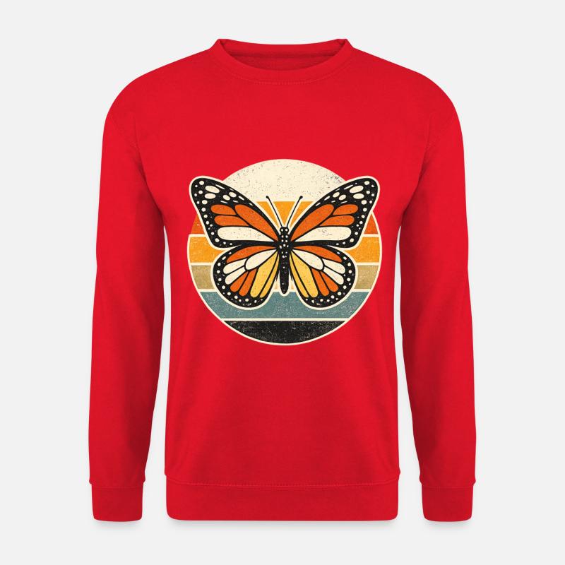 Coucher de soleil rétro papillon - Sweat-shirt Unisexe - rouge