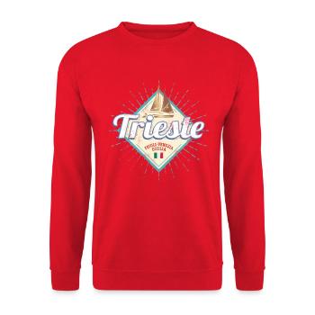 Triest Italien Retro Segelschiff Vintage Souvenir - Unisex Pullover - Rot - Vorne - Alina (178cm) & Michal (187cm)