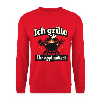 Ich grille ihr applaudiert lustig fürs BBQ - Unisex Pullover - Rot - Vorne - Alina (178cm) & Michal (187cm)