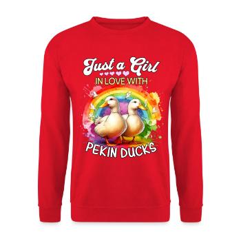 Canard laquinier Fille Canard Pékin - Sweat-shirt Unisexe - rouge - Devant - Alina (178cm) & Michal (187cm)