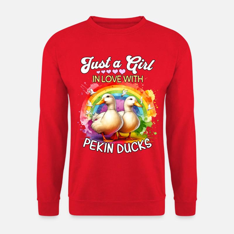 Pekingente Mädchen Pekin Duck - Unisex Pullover - Rot