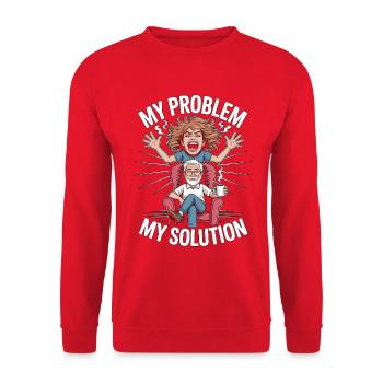 Enseignant à la retraite Mon problème Mon pictogramme Papa Maman - Sweat-shirt Unisexe - rouge - Devant - Alina (178cm) & Michal (187cm)