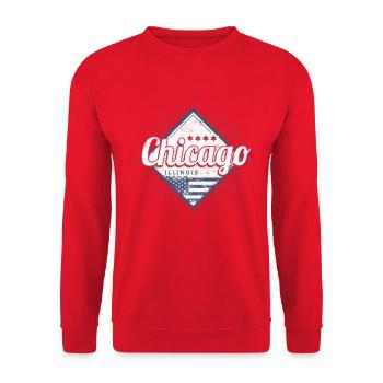Chicago in Illinois Vereinigte Staaten Souvenir - Unisex Pullover - Rot - Vorne - Alina (178cm) & Michal (187cm)