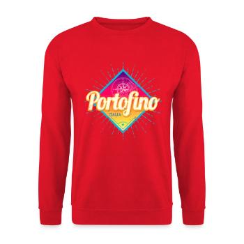 Portofino in Liguria Italy Vintage Souvenir - Unisex Sweatshirt - red - Front - Alina (178cm) & Michal (187cm)