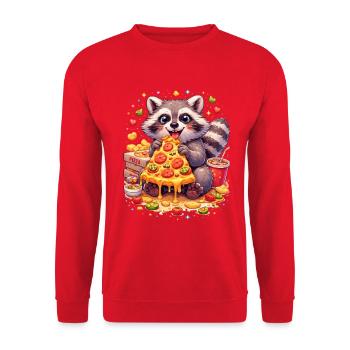Raton laveur pizza au fromage - Sweat-shirt Unisexe - rouge - Devant - Alina (178cm) & Michal (187cm)