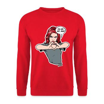 Heart Hands Attitude Cartoon Tee - Unisex Sweatshirt - red - Front - Alina (178cm) & Michal (187cm)