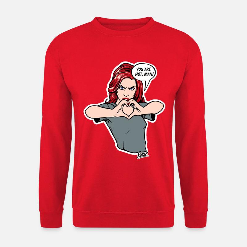 Heart Hands Attitude Cartoon Tee - Unisex Sweatshirt - red