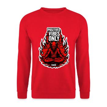 Positive Vibes, nur Dämonenflamme - Unisex Pullover - Rot - Vorne - Alina (178cm) & Michal (187cm)