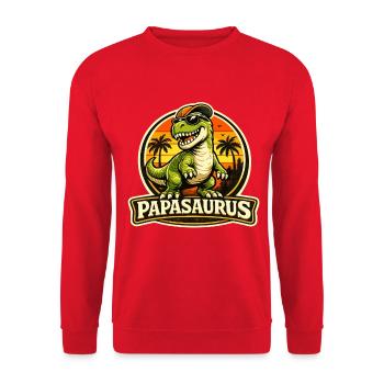 Papasaurus Dino en version rétro au coucher de soleil - Sweat-shirt Unisexe - rouge - Devant - Alina (178cm) & Michal (187cm)