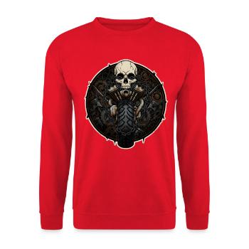 Motorcycle Biker V-Twin Motor Skull Skull Rocker - Unisex Sweatshirt - red - Front - Alina (178cm) & Michal (187cm)