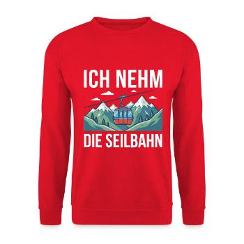 Seilbahn Berge Gondelbahn Alpen  - Unisex Pullover - Rot - Vorne - Alina (178cm) & Michal (187cm)