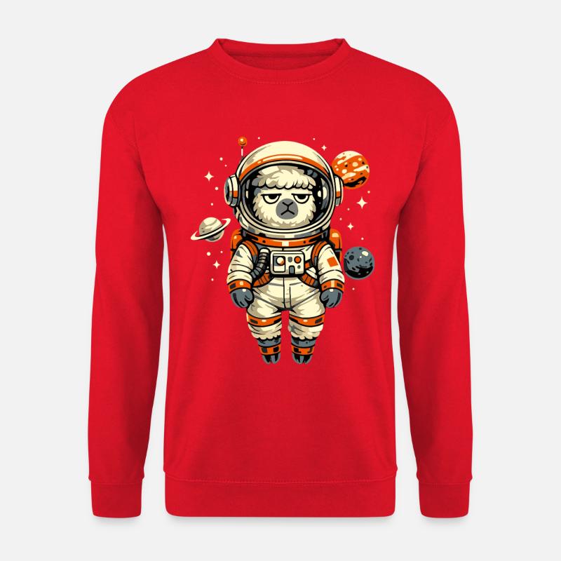 Grumpy Alpaca Astronaut in Space - Unisex Sweatshirt - red