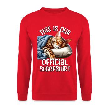 Bengalkatze Schlafshirt - Unisex Pullover - Rot - Vorne - Alina (178cm) & Michal (187cm)
