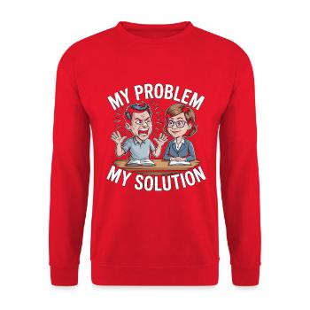 Professeur principal Mon problème Mon pictogramme Maman Papa - Sweat-shirt Unisexe - rouge - Devant - Alina (178cm) & Michal (187cm)