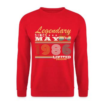 Mai 1986 Vintage-Geburtstagsgeschenk - Unisex Pullover - Rot - Vorne - Alina (178cm) & Michal (187cm)