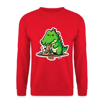 Dino Kotz Splash-Cartoon - Unisex Pullover - Rot - Vorne - Alina (178cm) & Michal (187cm)