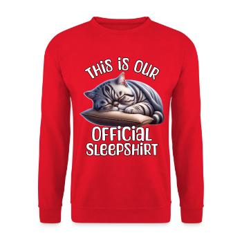 Exotische Kurzhaarkatze Schlafshirt - Unisex Pullover - Rot - Vorne - Alina (178cm) & Michal (187cm)