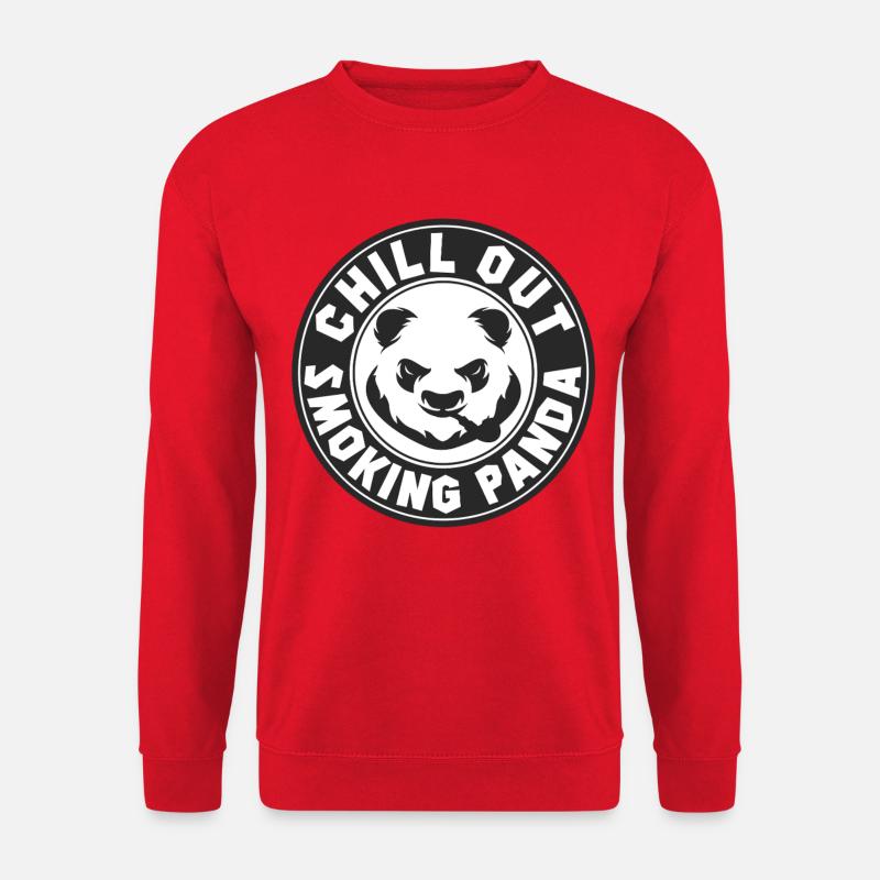 Chill Out Smoking Panda Retro Emblem - Unisex Sweatshirt - red