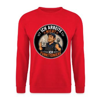 Je ne travaille pas sans café, humour artisanal Spr - Sweat-shirt Unisexe - rouge - Devant - Alina (178cm) & Michal (187cm)